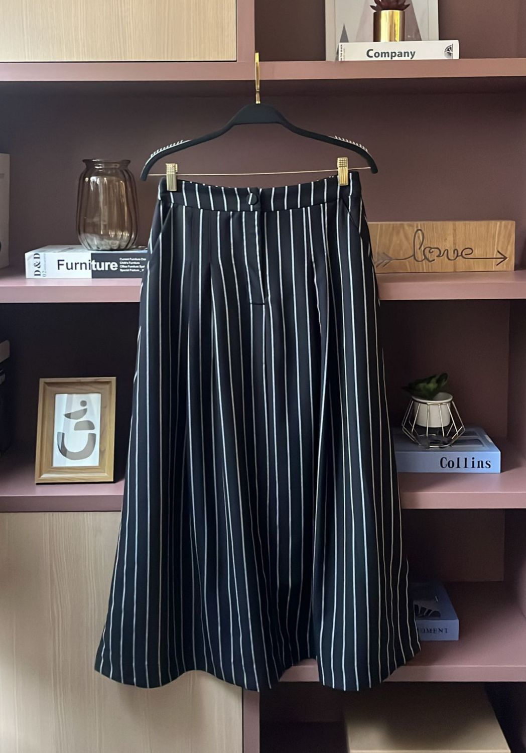 Saia Vitoria Midi Alfaiataria Risca De Giz